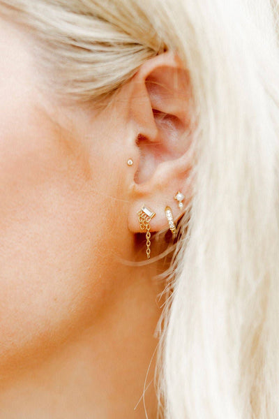 Huggie Earrings - Scarlett Hoop Gold 8mm CZ