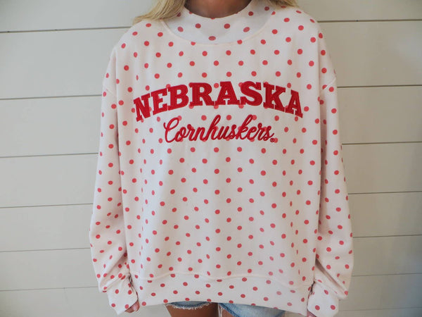 Corn huskers Polka Dot Mockneck