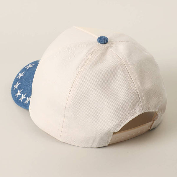 USA Letter Patch Star Brim Denim Baseball Cap