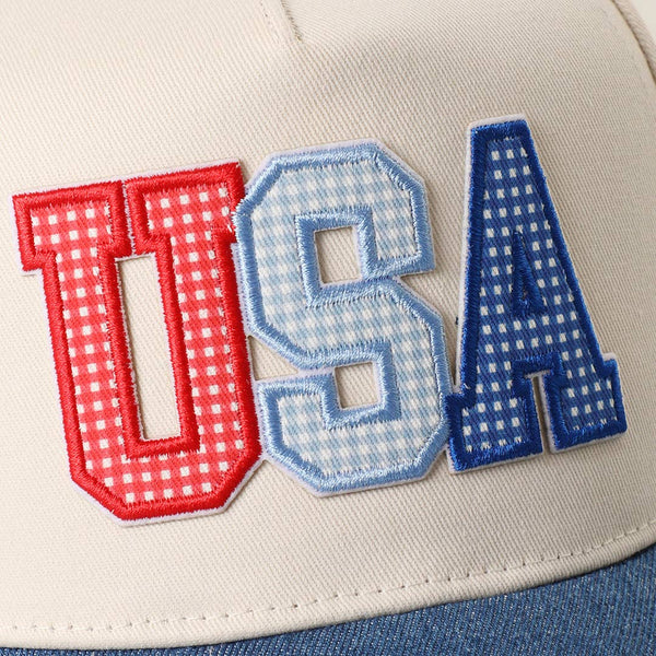 USA Letter Patch Star Brim Denim Baseball Cap