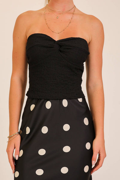Smocked Twist Front Bandeau Top