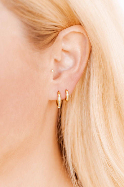 Huggie Earrings - Scarlett Hoop Gold 8mm CZ