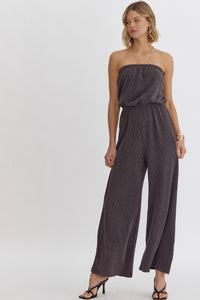 HLB Ribbed Strapless Jumpsuit - Charcoal