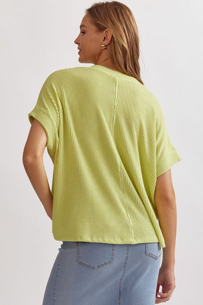HLB Ribbed Crew Top - Lime