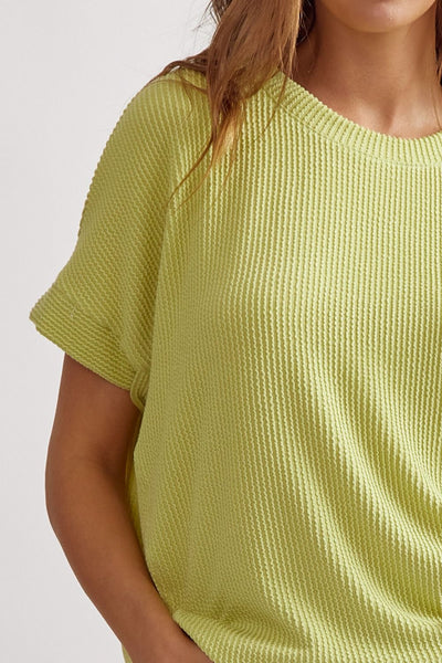 HLB Ribbed Crew Top - Lime