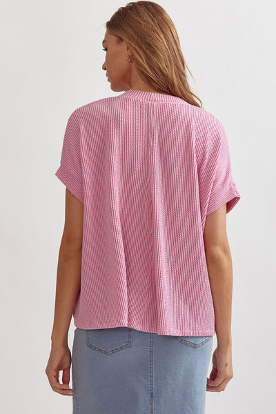 HLB Ribbed Crew Top - Pink