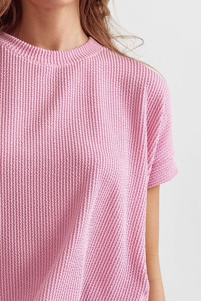 HLB Ribbed Crew Top - Pink