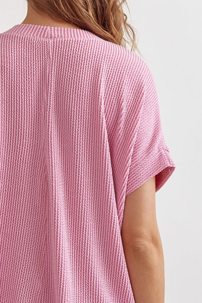 HLB Ribbed Crew Top - Pink