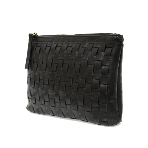 Quinn Weave Crossbody Clutch - Black