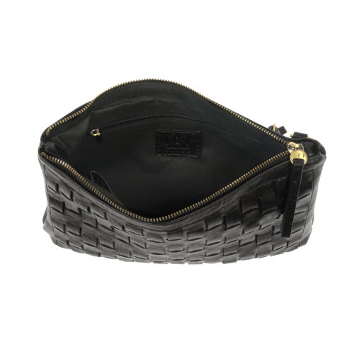 Quinn Weave Crossbody Clutch - Black
