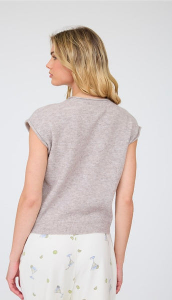 Finn Sleeveless Cardigan - Taupe