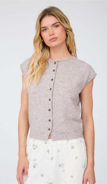 Finn Sleeveless Cardigan - Taupe