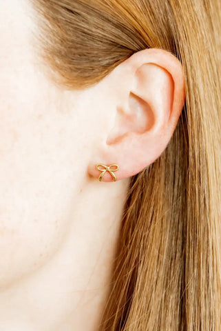 Sadie Gold Bows Screwback Stud Earrings