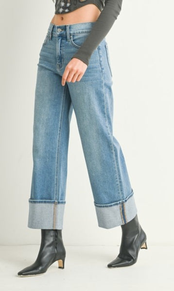 Petite Cuffed Wide Leg Jean