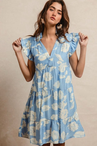 Periwinkle Floral Tiered Dress