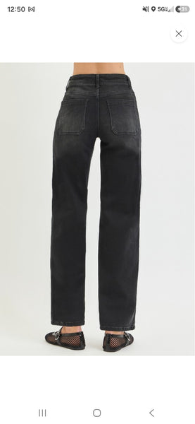 Risen Black Tie Waist Jeans
