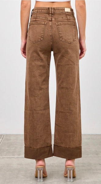 Coffee Straight Jeans by Saige