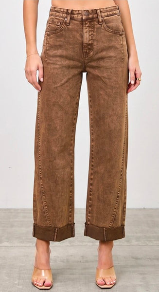 Coffee Straight Jeans by Saige