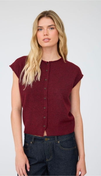 Finn Sleeveless Cardigan - Burgundy