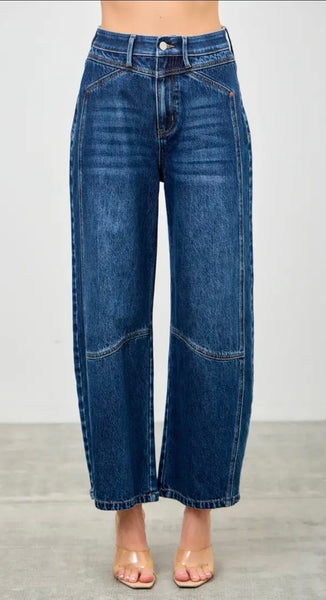 Dark Crop Barrel Jean by Saige