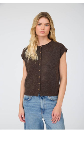 Finn Sleeveless Cardigan - Dark Brown