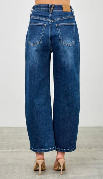 Dark Crop Barrel Jean by Saige