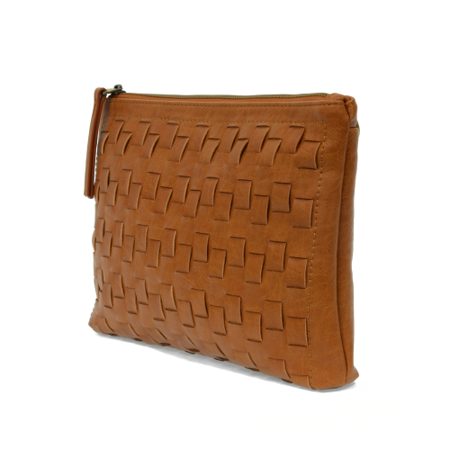 Quinn Weave Crossbody Clutch - Cognac
