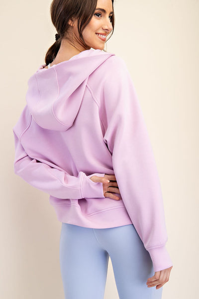 Hooded Quarter Zip Scuba Jacket - Blossom