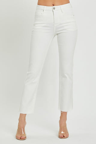 MID-RISE TUMMY CONTROL STRAIGHT Jeans - White