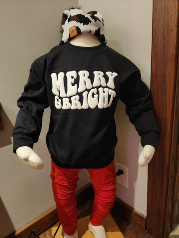 Merry & Bright Puff Paint Sweater - Youth